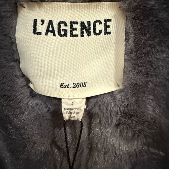 L'AGENCE Citron Maxi Coat - Vegan Shearling - Dark Grey - NWT - Picture 9 of 10